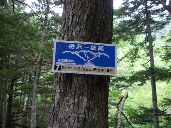 7番標識。ここから明神岳主峰方面に分岐します。